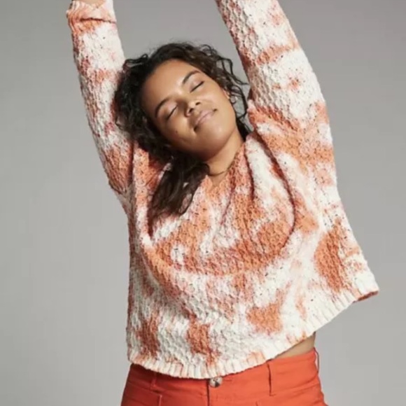 NWT Pilcro Christian Coral Knit Sweater Anthro XL - Picture 2 of 3